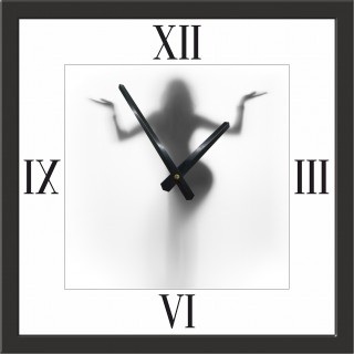 Часы с паспарту в черном багете 33х33 ЧБМ(259)